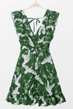 Crane Flowers Print Ruffled Dress img 2